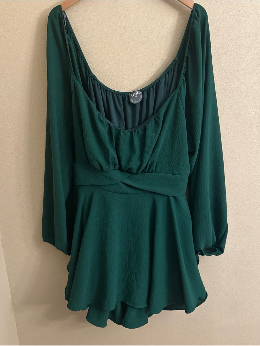 Arula 3X Plus Size Dark Green Long Sleeve Romper Event Whimsy Fairy Sexy Party